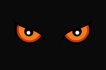 Glowing orange eyes in dark