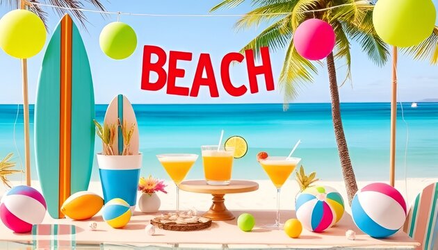 Beach Bash Host a vibrant beach party with surfboard decor beach