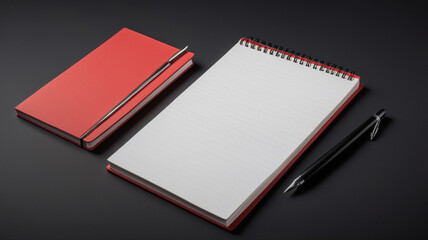 black notebook with red cover