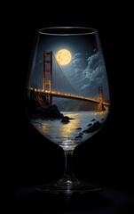 Golden Gate Bridge reflected in a glass