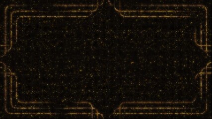 Golden lights backdrop set, art deco frame borders, abstract lines, seamless loop video animation, flashing light bulb, wall of lights motion graphics. - Powered by Adobe
