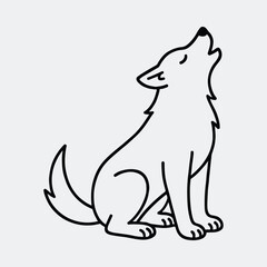 Silhouette howling wolf sits calmly vector illustration