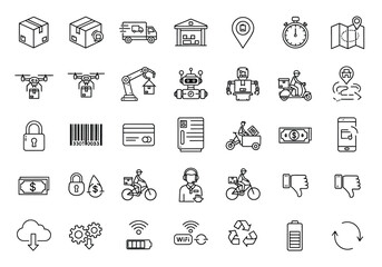 Streamlined Delivery Logistics Icons for Efficient Supply Chain
