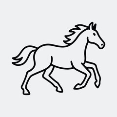 Silhouette horse running simple outline monochrome design vector illustration