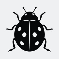 Silhouette ladybug insect small cute black and white vector illustration