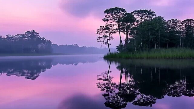 twilight reflections on pacaya samiria lagoon peruvian landscape video