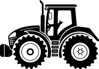 Modern tractor vector silhouette for agricultural projects and farming industry designs
