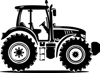 Powerful tractor silhouette for agricultural projects Farm equipment design element vector