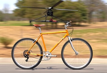 Fototapeta premium Gyrocopter Bike Combines a bicycle frame with a freely rotating