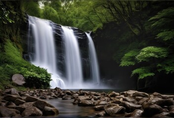 Obraz premium Waterfall Whispers The rush of a waterfall inspires powerful poe