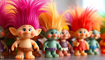 3687 Troll dolls Small plastic dolls with wild colorful hair