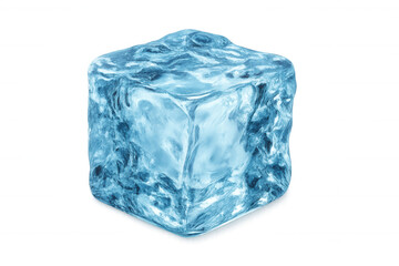 Obraz premium Transparent ice cube gradually melting, symbolizing fleeting coolness and pure refreshment