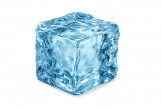 Transparent ice cube gradually melting, symbolizing fleeting coolness and pure refreshment