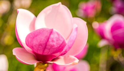 Fototapeta premium Close-up of a vibrant pink magnolia blossom (2)