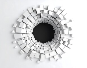 Abstract white hole in a wall