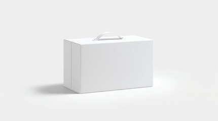 Fototapeta premium White carton Box With Handle Mockup on white background, package for laptop