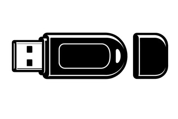 USB Flash Drive Vector with Cap - A Modern Data Storage Device