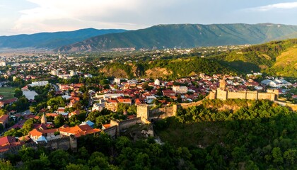 Fototapeta premium Aerial view historic european city