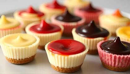 Mini Cheesecake Bites Tiny creamy cheesecake cups in various fla