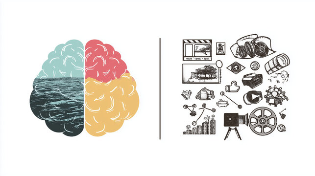 The distinction between episodic and semantic memory shown as a cinematic movie versus an infographic.