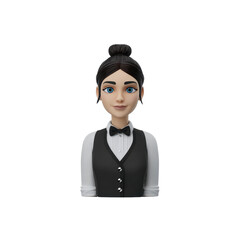 A stylized bust figure of a waitress