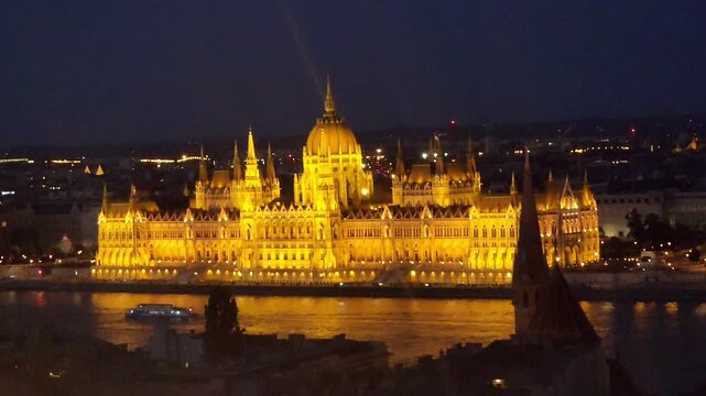 Hungarian Parlament at night, Budapest 
Editorial Use Only 