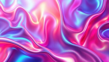Obraz premium Abstract iridescent swirls of vibrant pink, purple, and blue hues, resembling flowing silk or liquid light.