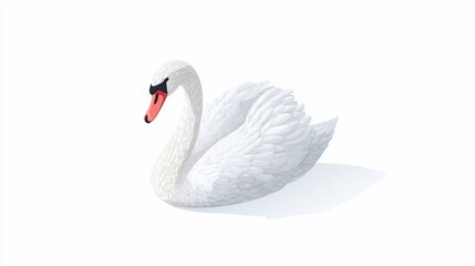 Fototapeta premium Swan Resting on White Surface