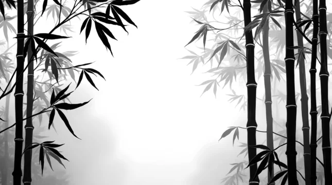 Monochrome Gobo Pattern with Bamboo Stalks and Leaf Shadows