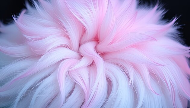 Fluffy white coat with pink and blue tints spiral sugar like hor