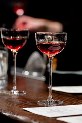 Two Elegant Cocktails on a Bar