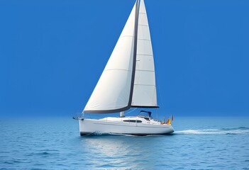 Obraz premium Sailing Boat A sailboat with a billowing sail a hull and a glidi