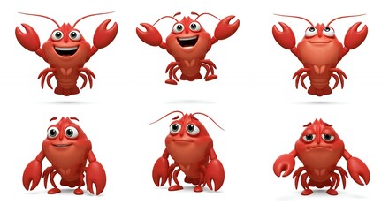 Cartoon lobster characters collection