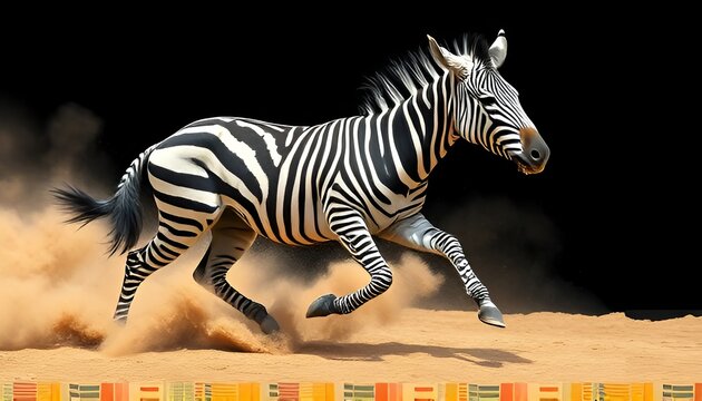 Zebra's Run A zebra galloping its stripes exploding into black a