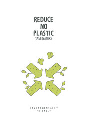 Vector hand drawn sketch of reuse in the speach bubble. Environmentally friendly planet concept.Sustainable lifestyle. Zero waste Concept.