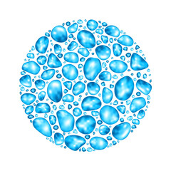 Water drops in a circle shape.
