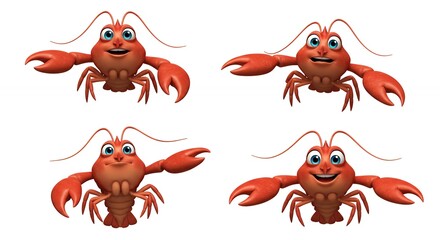 Cartoon lobsters in different poses