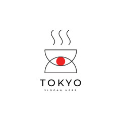 Japanese restaurant logo design minimalist vector
