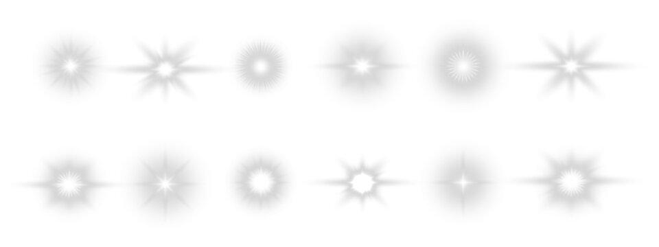 Flash, realistic highlights, glowing effects, camera light, sunlight reflection, stars, isolated highlights, sparkling highlights. Isolated on transparent background, png. Celestial, space