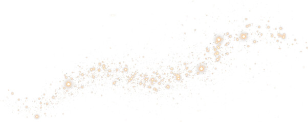 Dust, light, PNG, gold, glittering with golden sparkle and shimmer dots. Luxury stardust PNG on transparent background. Magical Overlay for festive holiday, Christmas card, or night sky design.