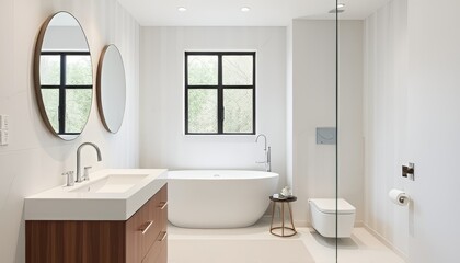 High End Fixtures A minimalist bathroom with high end fixtures a