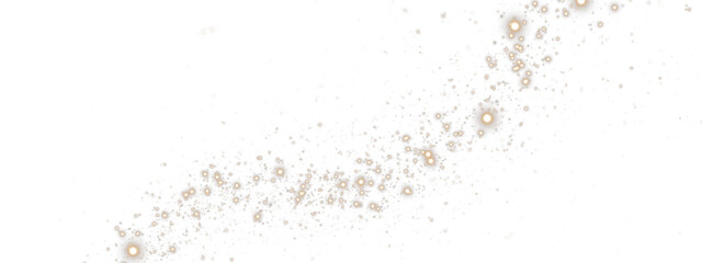 Obraz premium Dust, light, PNG, gold, glittering with golden sparkle and shimmer dots. Luxury stardust PNG on transparent background. Magical Overlay for festive holiday, Christmas card, or night sky design.