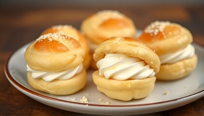 Vanilla Bean Cream Puffs Light choux pastry filled with vanilla