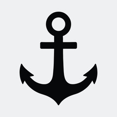 Silhouette nautical anchor maritime symbol in black color vector illustration