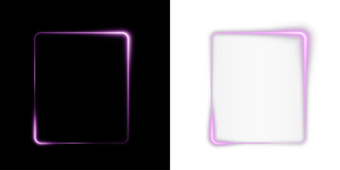 Frame, box, neon, light, pink lines in PNG gradient glow. This PNG Overlay with transparent background blends pink neon, perfect for futuristic banners, UI, and digital artwork.