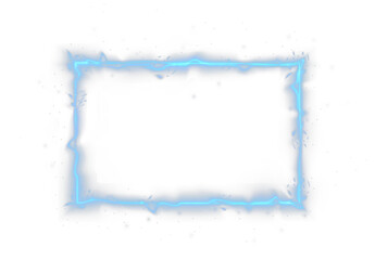 Box, frame, neon, line, light in PNG blue glow. This PNG Overlay with transparent background suits games, portals, tech banners, and futuristic graphic designs.