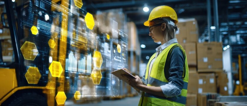 The Warehouse Worker Utilizing Digital Tools for Enhanced Inventory Management - Powered by Adobe
