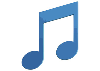 Stylized music note icon in blue and purple colors on a white background, vector illustration 