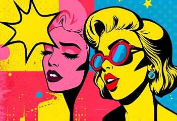 Pop Art Bold colors graphic elements inspired by popular culture