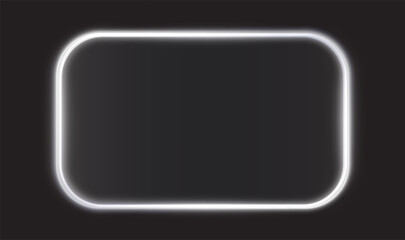 Futuristic, light, white, glow, frame, PNG with neon rectangle and yellow border. Digital laser PNG on transparent background. Overlay for tech, game, abstract, or LED banner design.